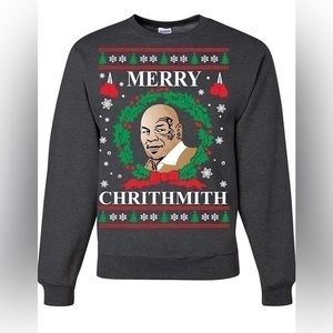 Merry Chrithmith Mike Tyson Ugly Christmas Sweater. Blk/grey. Medium.